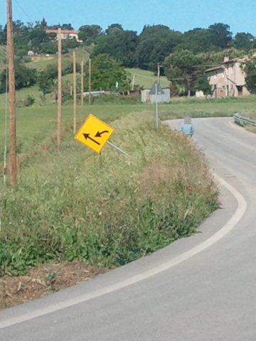 Segnaletica verticale che sta per cadere