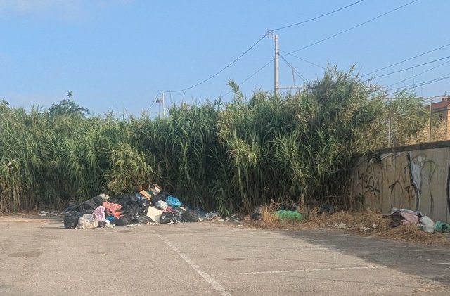 Rifiuti abbandonati parcheggio stazione Torreinpietra